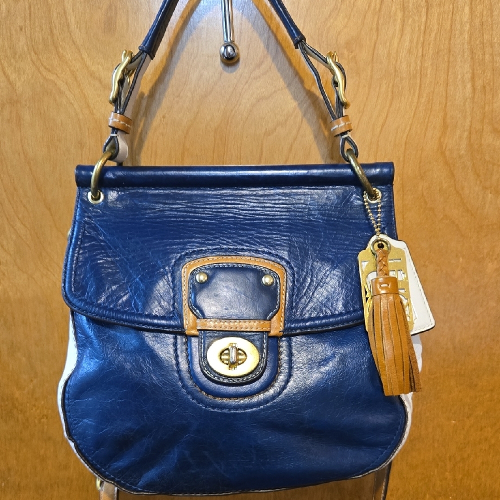 Coach 70th Anniversary Willis - Navy Blue/White/Tan Leather
